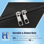 HOMESURE 8 Pack Large Strong Bags with Zippers & Carrying Handles - Water-Resistant - Heavy Duty Storage Tote for Space Saving, Fold Flat, Alternative to Moving Box (Black)