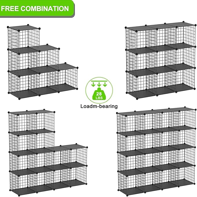 TUMUCUTE Wire Cube Storage Organizer, 25-Cube Metal Storage Shelves Bookshelf, Stackable Modular Closet Organizer for Bedroom Living Room, Office,Storage Shelves