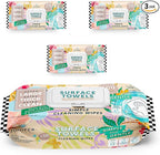 3 Packs Surface Cleaning Wipes, Thick & Large Dispose, All-Purpose Cleaner for Bathroom, Kitchen, Office, 300 Count Soft Flow, Biodegradable, White Soap Scent