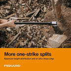 Fiskars X25 Splitting Axe, 28" Wood Splitting Axe for Medium to Large Size Logs with Shock Absorbing Handle and Sheath, Split Firewood, Forged Steel Blade, Bushcraft Gear and Camping Hatchet