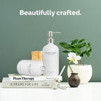 Vine Creations White Glass Soap Dispenser Set, Dish Soap and Hand Soap Dispenser Set with Stainless Steel Pump, 16 oz Glass Dispensers for Kitchen or Bathroom Decor (Matte White Bottle/Silver)