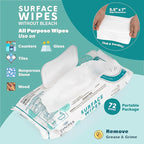 6 Pack Surface Cleaning Wipes Bleach Free, All-Purpose Cleaner for Bathroom, Kitchen, Office, 72 Count Soft Flow, Fresh Scent, Lint Free & Durable