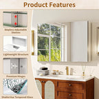 BEAUTYPEAK Bathroom Medicine Cabinet Mirror with Storage, 40 Inch x 26 Inch Silver Medicine Cabinet with Double Door & Adjustable Shelves for Vanity, Tempered, Aluminum Surface, Wall-mount or Recessed