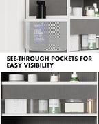 Over The Door Organizer Hanging - 6 Shelf Over Door Organizers with 6 Clear Front & 12 Side Pockets - Swing-proof 50LB Load Behind Door Storage for Closet Bedroom Bathroom Nursery Baby Essentials