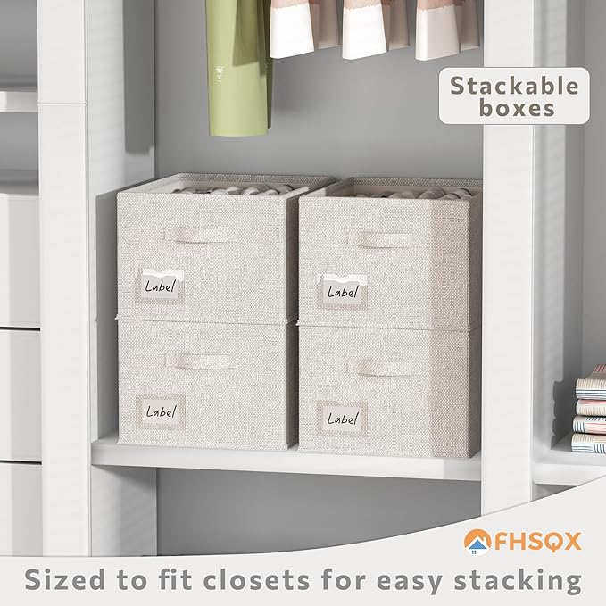 FHSQX 2 Pack Shoe Organizer for Closet,Fits up to 24 Pairs,Fabric Shoe Storage Bins,Large Shoe Box Storage Containers with Bottom Support for Shoes (Gray, (16.5 * 12.6 * 9.5) x1)