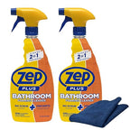 Zep Plus Bathroom Foaming Cleaner 32 oz (2 Units) with a Blue Microfiber Rag ECBD021 - Fight Soap Scum and Hard Water with our powerful Bathroom Cleaner and a Reusable Rag