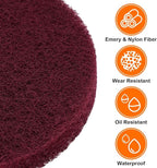 HARFINGTON 12pcs Scrubber Scouring Pads 400 Grits 4 Inch Drill Power Brush Hoop and Loop Surface Conditioning Disc Drill Scuffing Disc Scrub Pads for Home Kitchen Cleaning, Red