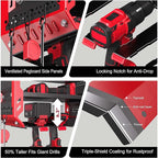Power Tool Organizer Wall Mount with Charging Station, 3 Layer Heavy Duty Metal Tool Storage Rack Loads 420lbs with 4 Cordless Drill Holder, Battery Utility Rack Loads with 4 Power Strip