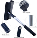 Polyte Window Squeegee for Car Windshields and Window Cleaning Tool, Extendable Aluminum Handle 14-20 in. (Black)