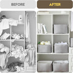 Storage Bins for Shelves - 11.8x7.9x5.2 inch Grey Small Storage Baskets for Organizing, Fabric Storage Cubes Closet Organizer for Home Nursery Gift Decorative (Gray)