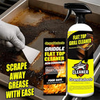 Flat Top Grill Cleaner Kit， Grill & Griddle Cleaner - Non-Toxic Food Safe & Non-Caustic Formula, Removes Burnt-On Grease/Carbon (2 Pcs + Cleaning Tools)