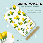 Reusable Paper Towels - 24 Pack - Roll of Washable Cotton Cloth Paper Towels - Paperless Reusable Napkins Cloth Washable - Absorbent + Long Lasting - Zero Waste Products - (Lemon)