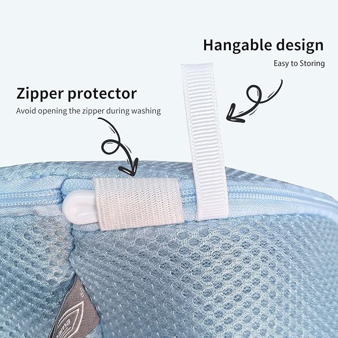 Kimmama Shoe Washing Machine Bag,Laundry Shoes Bags,Sneaker Wash Protector Sack,Sandwish Mesh,Blue,8x15"