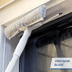Unger 12” Outdoor Window Scrubber and Squeegee Kit with 5’ Telescopic Pole for High Access, Cleaning Supplies for Mirrors and Glass Surfaces, Machine Washable Sleeve