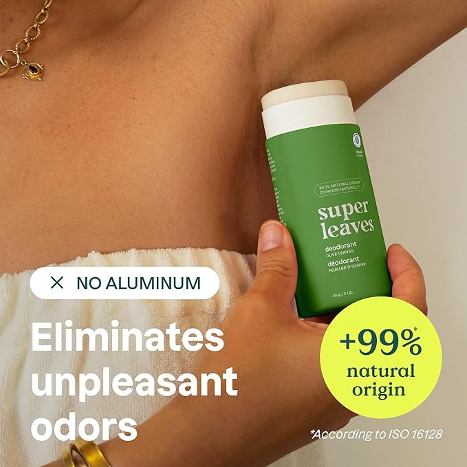 ATTITUDE Plastic-Free Deodorant, EWG Verified, Aluminum Free, Vegan Naturally Sourced Body Deodorants for Women & Men, Dermatologically Tested, Olive Leaves, 3 Ounces