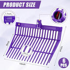 Lasnten 6 Pcs Manure Fork Head Bulk 18 Tines Pitch Fork Replacement Head with Screws and Nuts Durable Stable ABS Plastic Pitchfork for Horse Stall Picking up Manure(Purple)