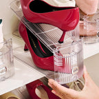 Shoe Slots Organizer, 24 Pack Transparent Shoe Stackers for A Pair of Shoes, 3 Levels Adjustable Doulbe Deck Shoe Holder 50% Space Saver for Closet Organization