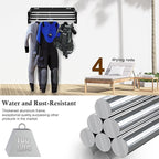 Foldable Wall Mounted Drying Rack, 17'' Wide Aviation Aluminum Laundry Clothes Rack Collapsible with 4 Rods, 100LB Capacity, Pull Out Design Towel Drying Rack for Laundry Wall (Black, 17")