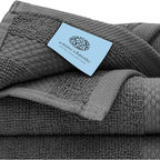 White Classic Luxury Cotton Washcloths 13x13 Inch - 650 GSM Turkish Cotton | Hotel, Spa, Bathroom Face Towel | 12 Pack, Dark Gray