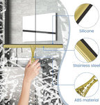 All-Purpose Silicone Shower Squeegee for Shower Glass Door,with 1 Hooks,for Bathroom Glass, Car, Tile Wall, Mirror Cleaning - Flower Shaped Handle for Easy-Grip 10 Inch Golden