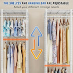Raybee 88.2" W Clothes Rack Heavy Duty Clothing Racks for Hanging Clothes Extra Wide Portable Closet Loads 1200LBS Freestanding Garment Rack for Bedroom 88.2" W x 75.6" H x 15.7" D, White