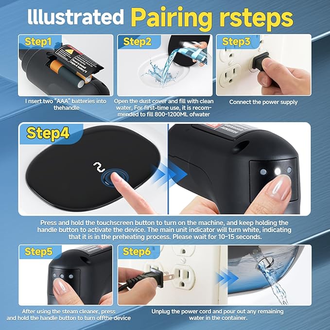 Steam Cleaner, 3-Level Adjustable Handle, 2500W Steam Cleaner for Home, 15s Heat-Up, Portable Steamer for Cleaning Car, 47.04oz Tank, 16 Pcs Accessories for Dirt, Grout, Couch, Furniture, Grease,Tile