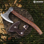 Bearded Viking Axe With Sheath - 16 Inches, Heavy Duty Damascus Head With Durable Rose Wood Handle for Men (EL20)