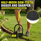 Houselife Half Moon Edger for Landscaping, 42" Manual Grass Edger Tool with V-Shape Serrated Blade, Long Handle Garden Edger for Sidewalk, Driveway & Flower Bed, 9" Wide Footplate