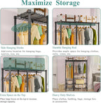 Heavy Duty Garment Rack, Metal Freestanding Closet Wardrobe Clothes Racks for Hanging Clothes, 4 Tiers Adjustable Wire Shelving, 44.9'' L x 16.5'' W x 76.8 '' H, Max Load 850LBS, Black