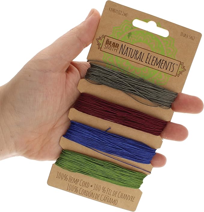 The Beadsmith 100% Hemp Cord – Dark Colors – .55mm, 40 Foot Spool, 10LB Test Strength – Twine for Jewelry Making, Macrame, Paper Crafts, Gardening, Scrapbooking, Home Décor, DIY String Art & More