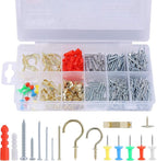 FARRAY Repair and Wall Hanging Kit: Screws, Nails, Drywall Anchors, Picture Hangers, Cup Hooks, Push Pins, Thumb Tacks, 600pcs