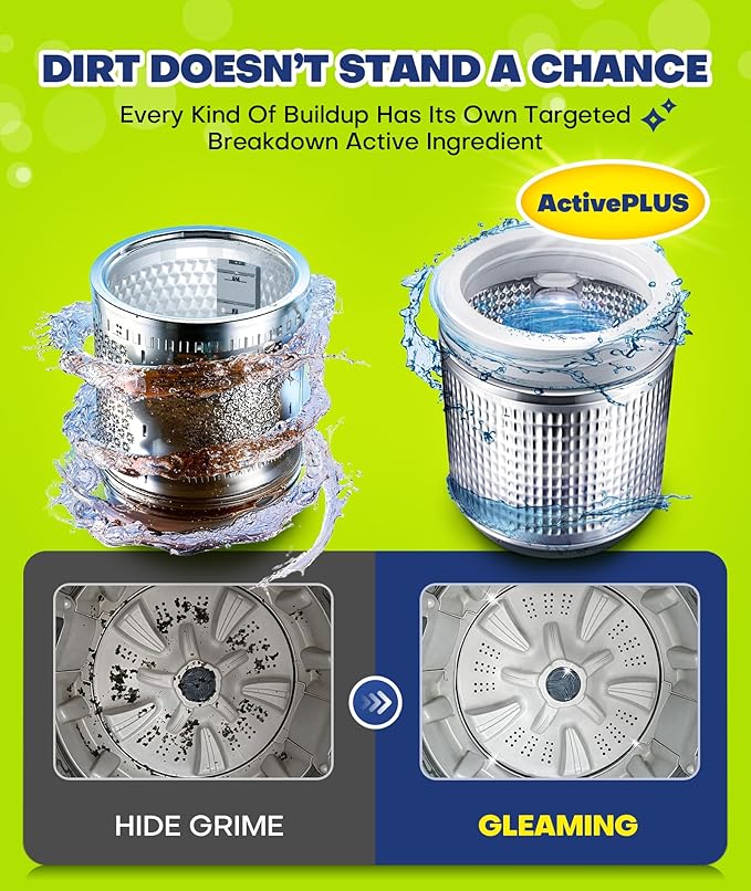 Deep Cleaning Washing Machine Cleaner Tablets, No More Odor & Pet Fur Washing Machine Cleaning Tablets, Washer Cleaner For HE Top Front Load, Septic Safe, 24 Counts/1 Year Supply