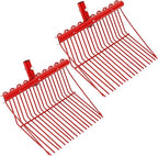 Tandefio 2 Pack Pitchfork Replacement Head Metal Horse Manure Rake Gardening Pitch Fork with Angled Tines for Horse Stall Poop Picking up(Red)