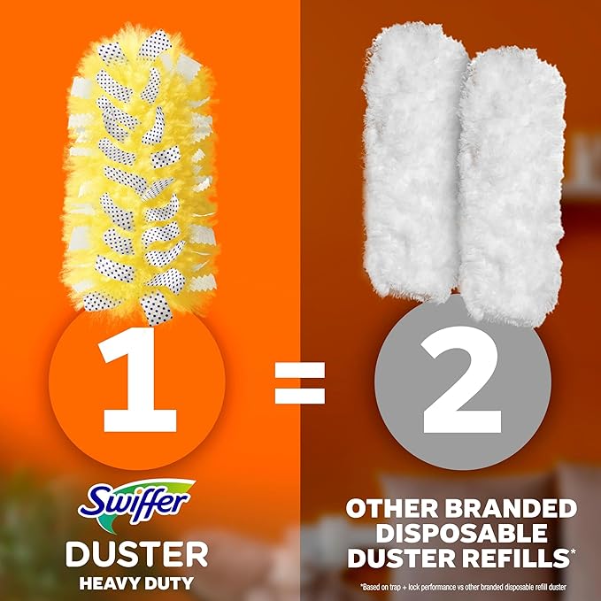 Swiffer Duster Kit with 3 ft Extendable Handle, Heavy Duty Dusting Starter Kit with 12 Refills, for Ceiling Fans, Vents and Hard to Reach Places