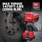 Alloyman Cordless Impact Wrench, 1475Ft-lbs (2000N.m) 1/2 High Torque Brushless Impact Gun, 20V Power Impact Driver, 2*4000mAh Battery,3 Sockets, Brushless Motor Variable Speeds for Car/Truck RV/Mower