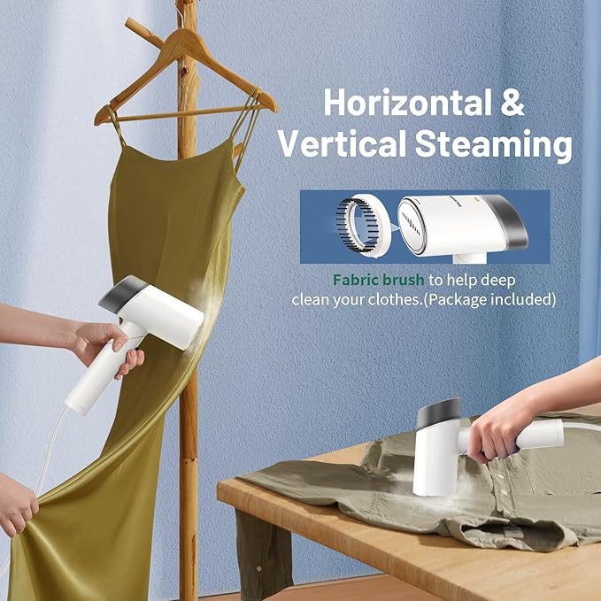 Travel Steamer for Garments with Dual Voltage for Worldwide Use, 120V/220V Foldable Handheld Fabric Wrinkle Remover,15s Fast Heat-up, 1200W Horizontal & Vertical Steaming, 1.9 Pounds