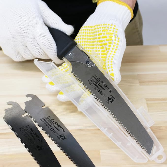 KAKURI Japanese Hand Saw [Hardwood, Plywood, Laminated Wood] 8-1/4" Japanese Pull Saw with Blade Cover, Made in JAPAN