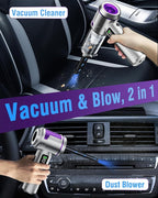 Handheld Car Vacuum Portable Cordless, 22000Pa High-Power Suction Hand held Vacuum Cleaner & Air Duster for Car Cleaning, Home, Office, Pet Hair | Multi-Nozzle, Washable Filter, LED Light