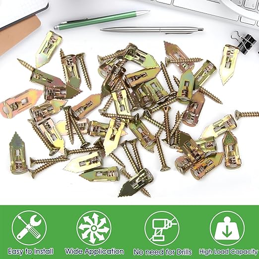 200Pcs Self-Drilling Drywall Anchors, 100Pcs Wall Anchors and 100 Pcs Cross Head Screws, Drywall Anchors and Screw kit, Heavy-Duty Metal Wall Anchors, No Drilling Required, Easy to Use