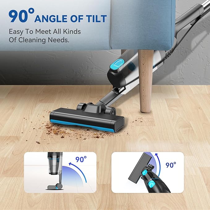 Vazone R6X Corded Stick Vacuum Cleaners for Home, 30000pa Powerful Suction Stick Vacuum with 16Ft Cord, 2 in 1 Lightweight Vacuum Cleaner for Hard Floor Pet Hair (Blue)