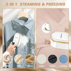 Steamer for Clothes, Wall Mounted Wet Dry Dual-purpose Portable Ironing Machine, 3 Level Adjustable Digital Display Screen 1200W High-power Steam Iron, Suitable for Home, Travel & Dormitory (White)