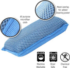 Miracle Microfiber Kitchen Sponge by Scrub-It - Non-Scratch Heavy Duty Dishwashing Cleaning sponges- Machine Washable - (Blue)