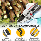 Ratchet Pruning Shears for Gardening Heavy Duty - Increases Cutting Power 3x - Perfect Ratchet Pruners for Weak Hands & Arthritis - 8” Anvil Garden Clippers - Sharp Blade for Effortless Cutting - Red