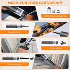 Car Vacuum Portable Cordless 19000Pa Powerful Suction, 4-in-1 Mini Vacuum Cleaner Rechargeable Type-C, Wireless Handheld Vacuum for Car, Office Desk & Home