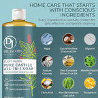Dr. Jacobs Naturals Peppermint Castile All-in-One Cleaner and Soap - Plant-Based Formula for House Cleaning Floors and Appliances - Gentle on Skin and the Planet - 32 oz, 1 Pack