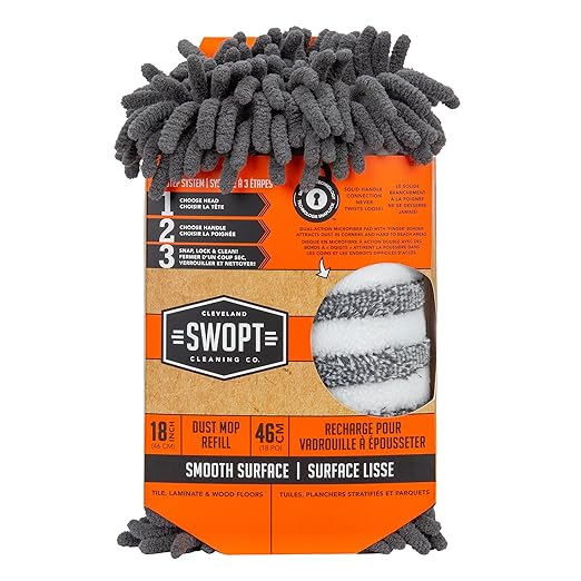 SWOPT 18” Microfiber Dust Mop Refill – Cleaning Pad for Use on Wood, Laminate, Tile – Interchangeable with All SWOPT Cleaning Products for More Efficient Cleaning and Storage