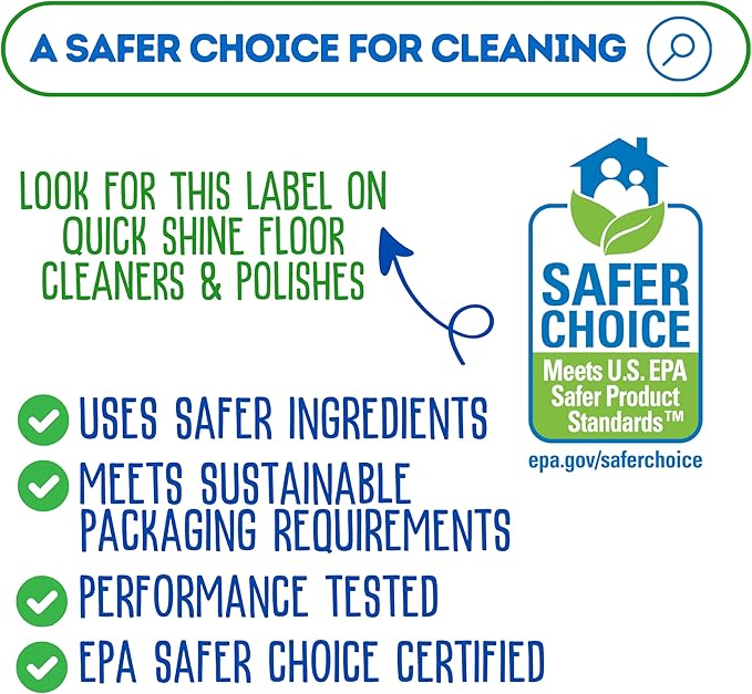 Quick Shine Hardwood Floor Cleaner & Wood Floor Polish w/Plant-Derived Carnauba 2-27oz Bottles, Removes Scratches, Safer Choice, A Clean That Can Be Seen