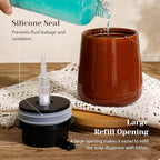 INGOFIN Ceramic Lotion Dispenser - 12 oz Refillable Hand Soap Dispenser Bathroom, Modern Liquid Soap Dispenser with Pump, Dish Dispenser for Kitchen,Kiln-Glazed Red