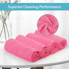 HOMEXCEL Pink Microfiber Cleaning Cloth, 8 Pack Cleaning Towels for Kitchen, Lint Free, Scratch-Free, Highly Absorbent, and Reusable Cleaning Rags for House, Window and Glass, Cars, 11.5 X11.5 inch