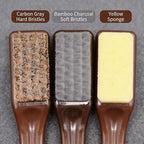 Multi-Purpose Cleaning Brush Set with Carbon Gray Hard Bristles, Bamboo Charcoal Soft Bristles, and Yellow Sponge, 3 Pack Small Detail Brushes for Collectibles, Toys, and Crevices
